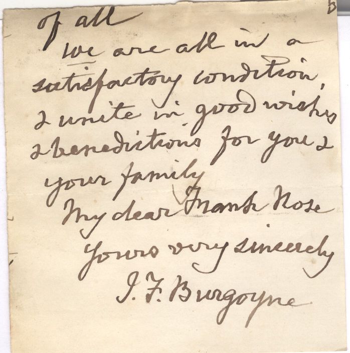BURGOYNE — Part Autograph Letter Signed with some text | Sophie Dupré Autographs