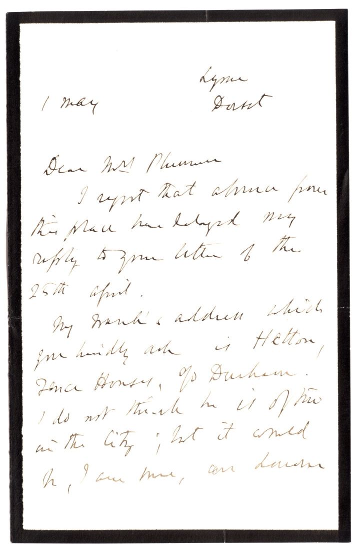 PALGRAVE — Autograph Letter Signed to Mrs Pleasence | Sophie Dupré Autographs