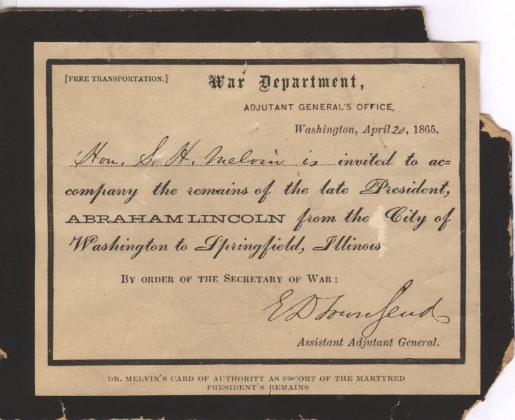 [LINCOLN — Reproduction of Dr Melvin's printed card | Sophie Dupré Autographs