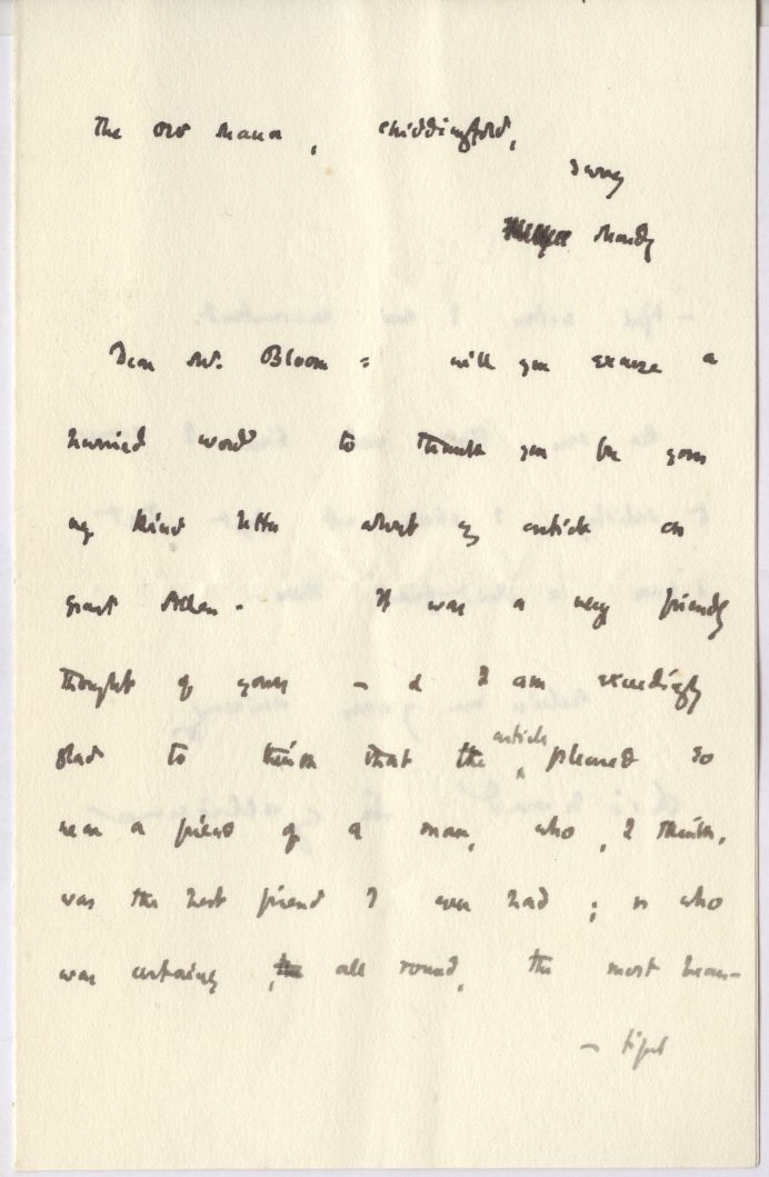 LE GALLIENNE — Autograph letter signed to Mr Bloom | Sophie Dupré Autographs