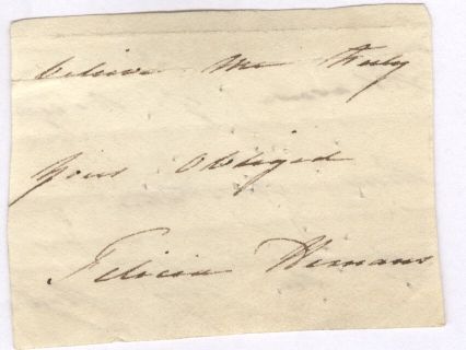 HEMANS — Signature and subscription from an Autograph Letter Signed | Sophie Dupré Autographs