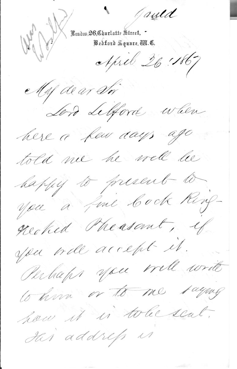 GOULD — Fine Letter Signed to W. A. J. Amhurst | Sophie Dupré Autographs