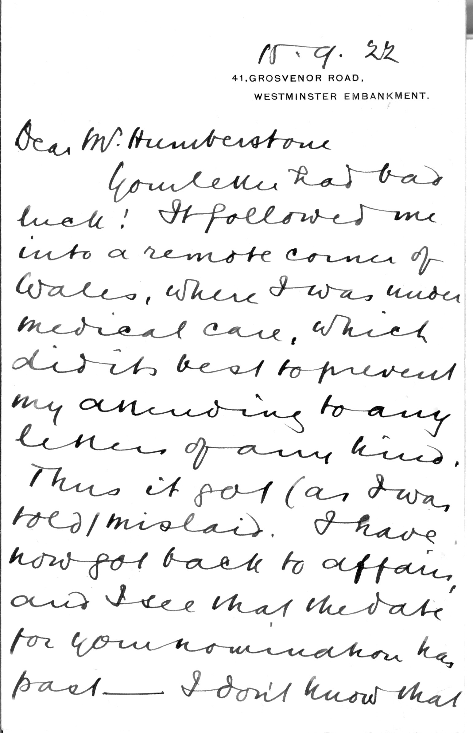 WEBB — Autograph Letter Signed to Mr Humberstone, | Sophie Dupré Autographs