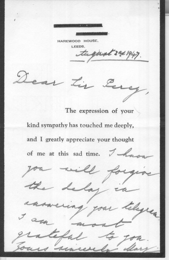 MARY — Autograph note signed to Dear Sir Percy, | Sophie Dupré Autographs