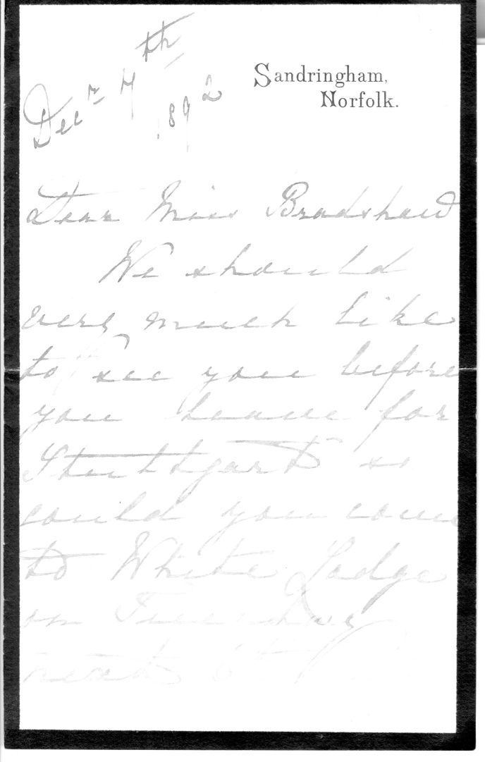 MARY — Autograph letter signed 'Victoria Mary of Teck' to 'Dear Miss Bradshaw | Sophie Dupré Autographs