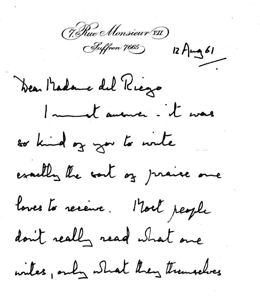 MITFORD — Fine Long ALS ('Nancy Mitford') to Madame del Riego | Sophie Dupré Autographs