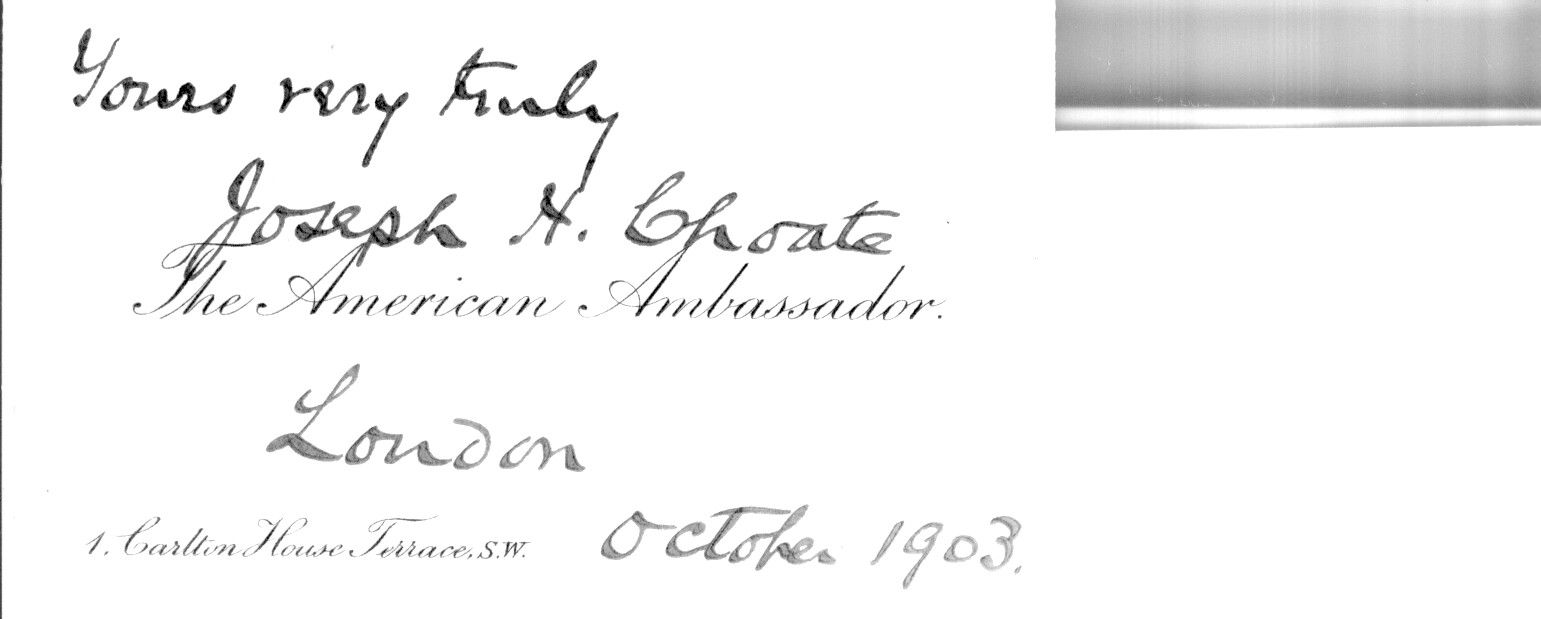 CHOATE — His Visiting card signed | Sophie Dupré Autographs