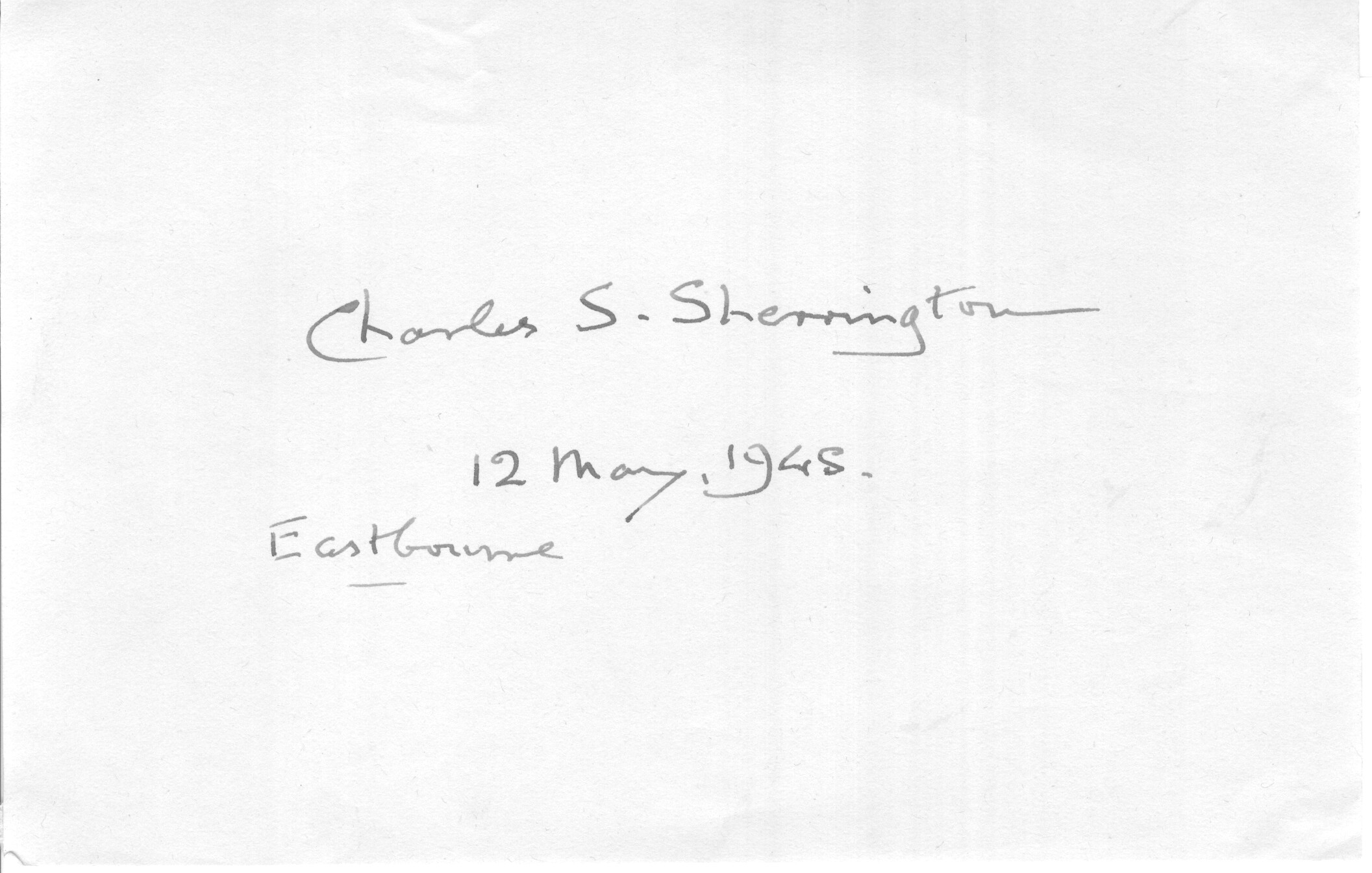 SHERRINGTON — Fine signature with the place and date | Sophie Dupré Autographs
