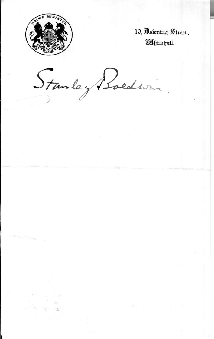 BALDWIN — Fine signature as Prime Minister | Sophie Dupré Autographs