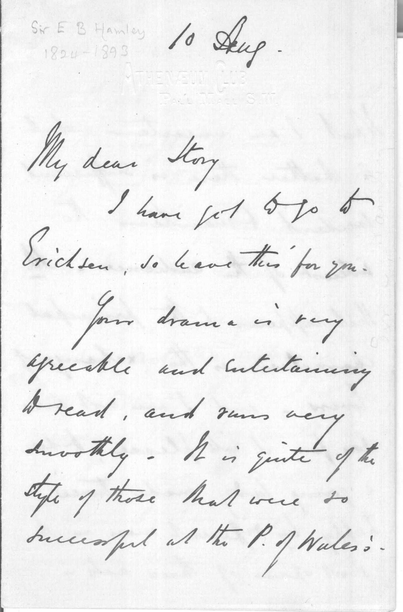 HAMLEY — Long Autograph Letter Signed to My dear STORY | Sophie Dupré Autographs