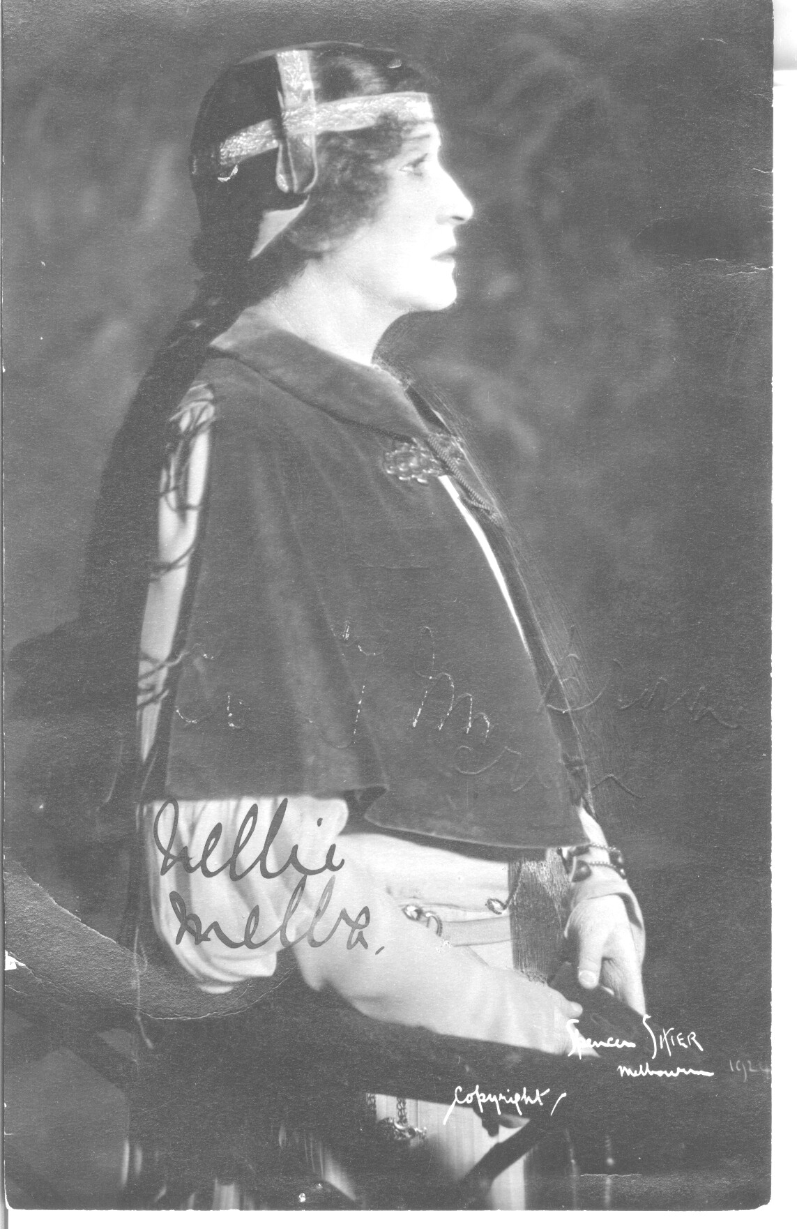 MELBA — Fine vintage postcard photo by Spencer Shier, Melbourne, signed and inscribed | Sophie Dupré Autographs