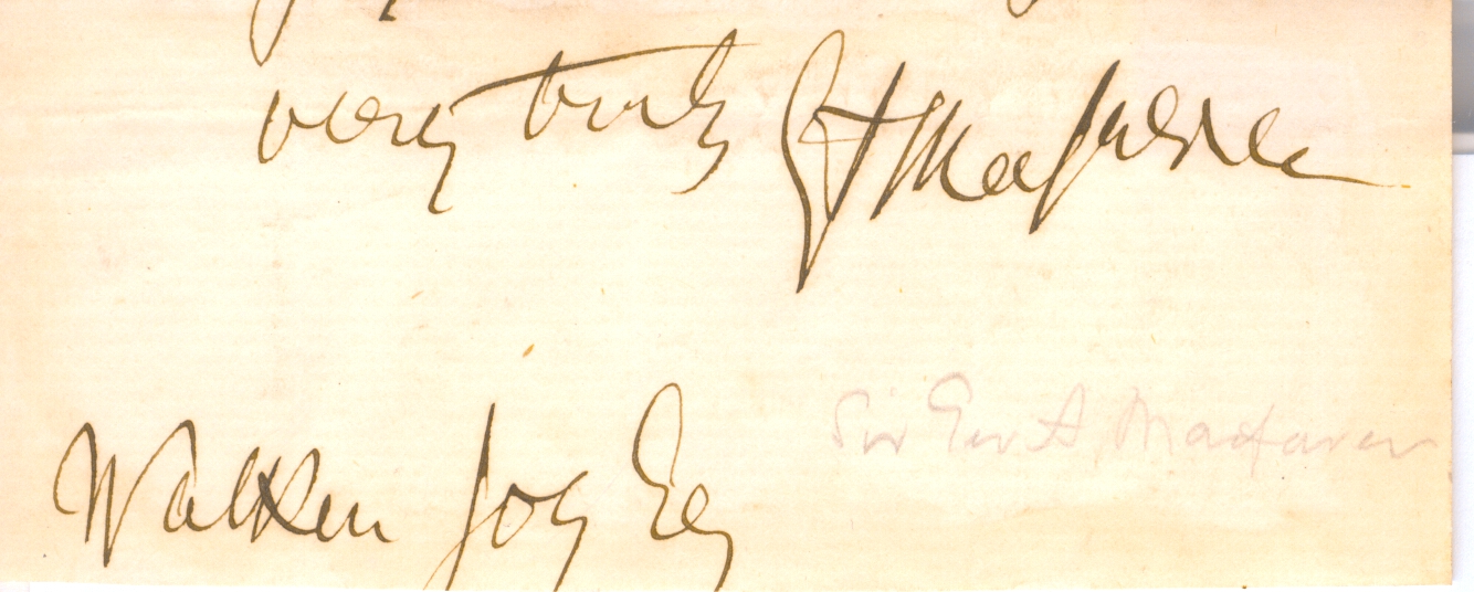 MACFARREN — Signature from an autograph letter signed | Sophie Dupré Autographs
