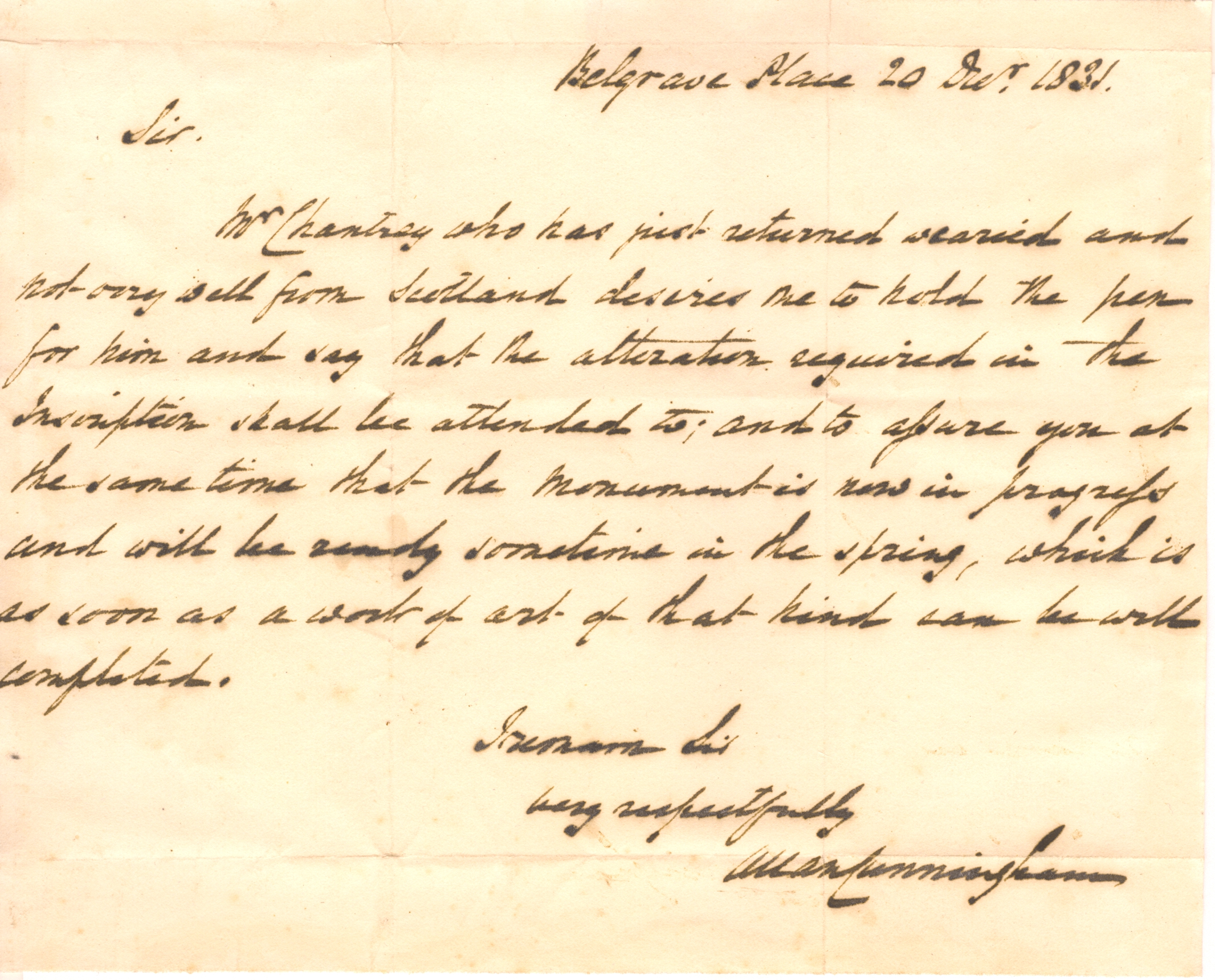 CUNNINGHAM — Autograph Letter signed to an unnamed correspondent | Sophie Dupré Autographs