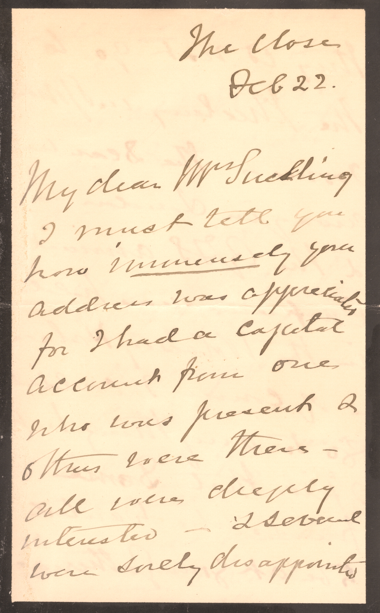 SUMNER — Fine Autograph Letter Signed to Mrs Suckling | Sophie Dupré Autographs