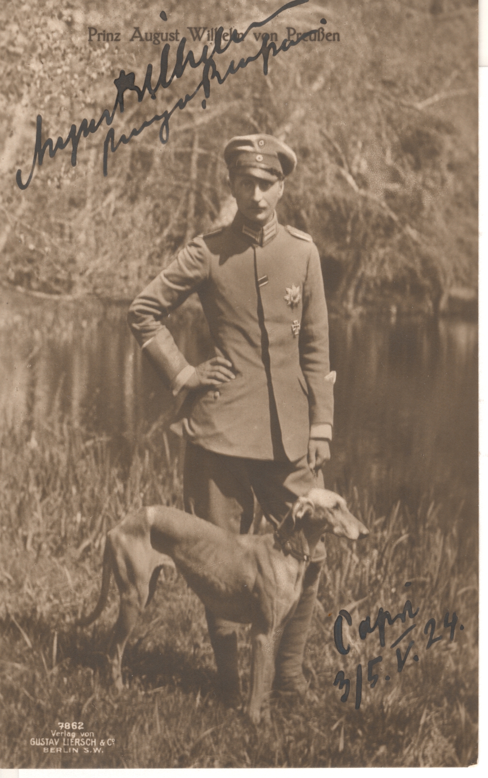 AUGUST WILHELM — Fine postcard photo signed 'August Wilhelm Prinz v Prussia', and dated, | Sophie Dupré Autographs