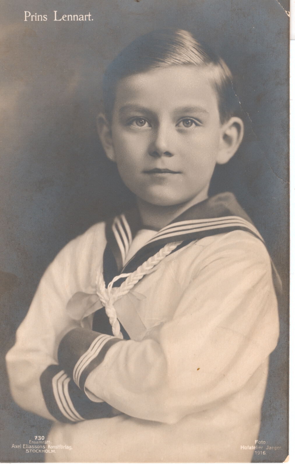 LENNART — Rare postcard photo signed on the verso in his childish hand | Sophie Dupré Autographs