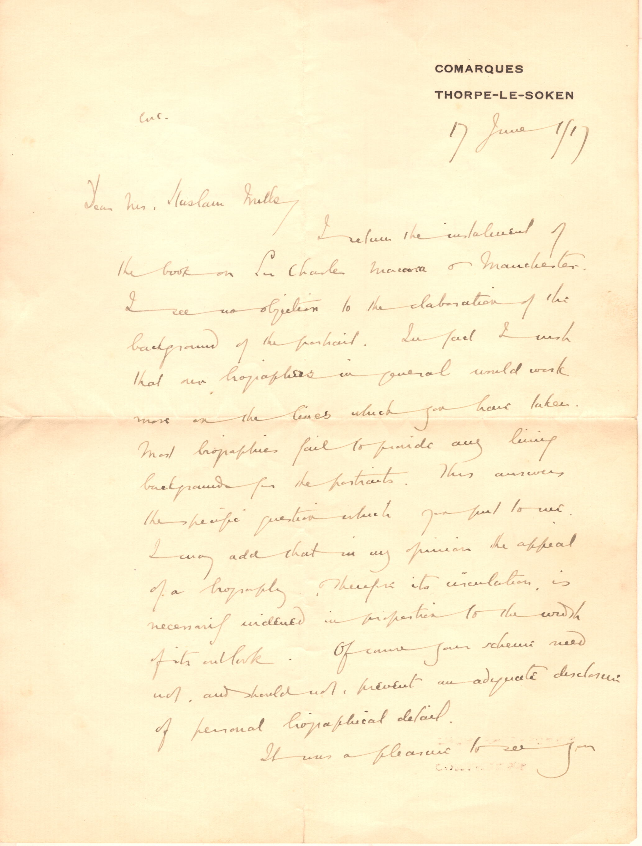 BENNETT — Fine Autograph Letter Signed in full to Haslam MILLS | Sophie Dupré Autographs