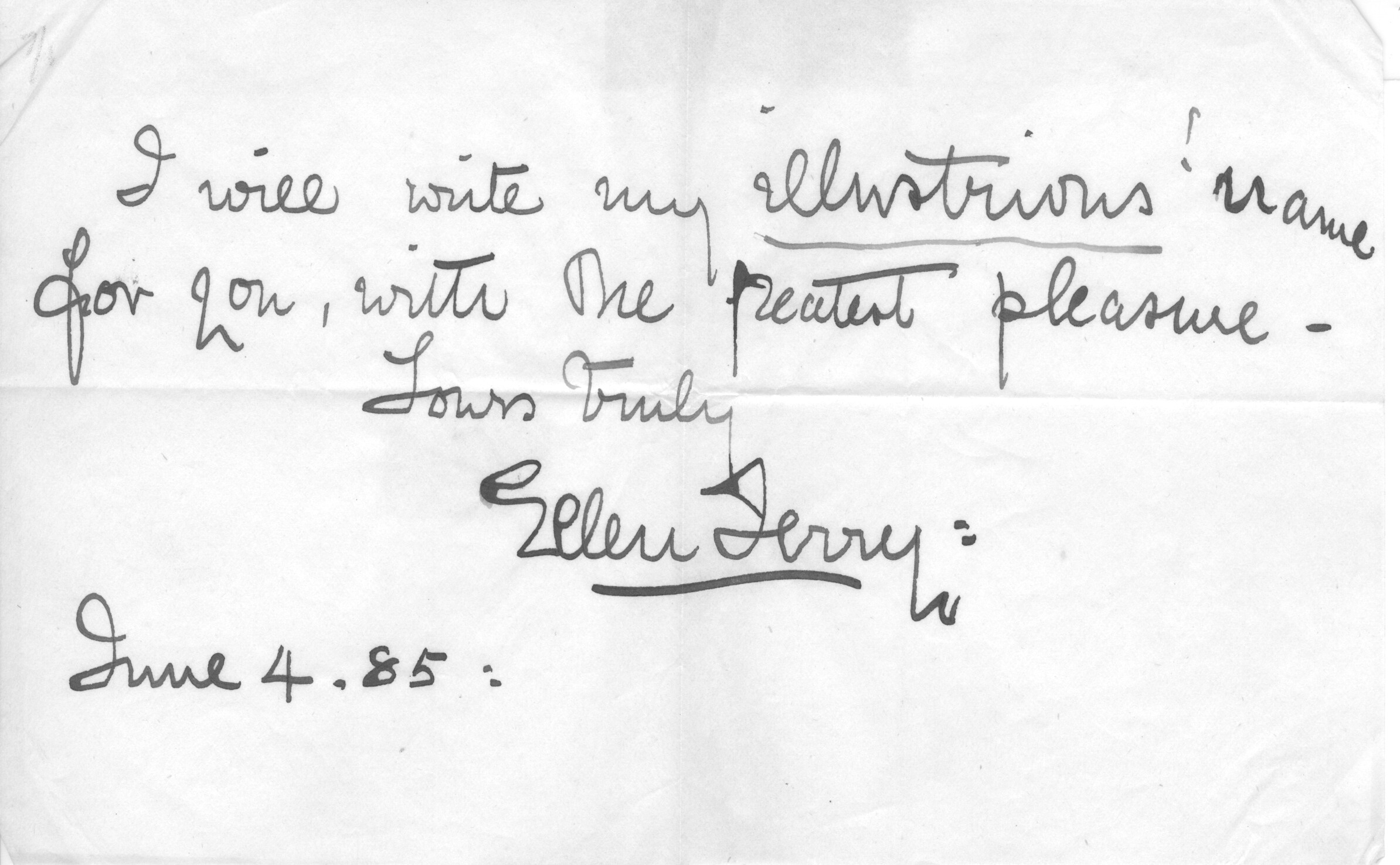 TERRY — Autograph note signed in full | Sophie Dupré Autographs