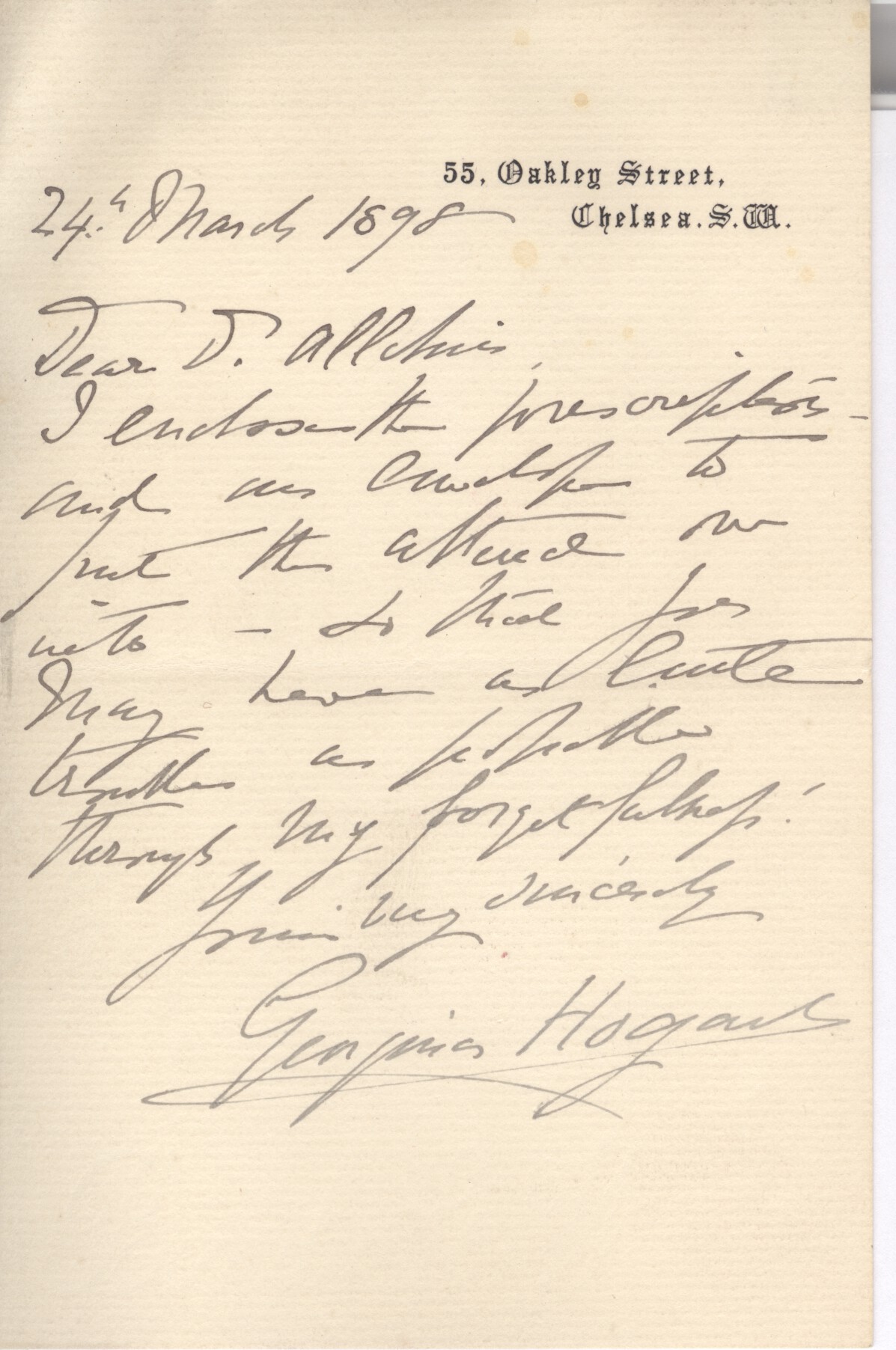 HOGARTH — Fine Autograph Letter signed to Dr ALLCHIN | Sophie Dupré Autographs