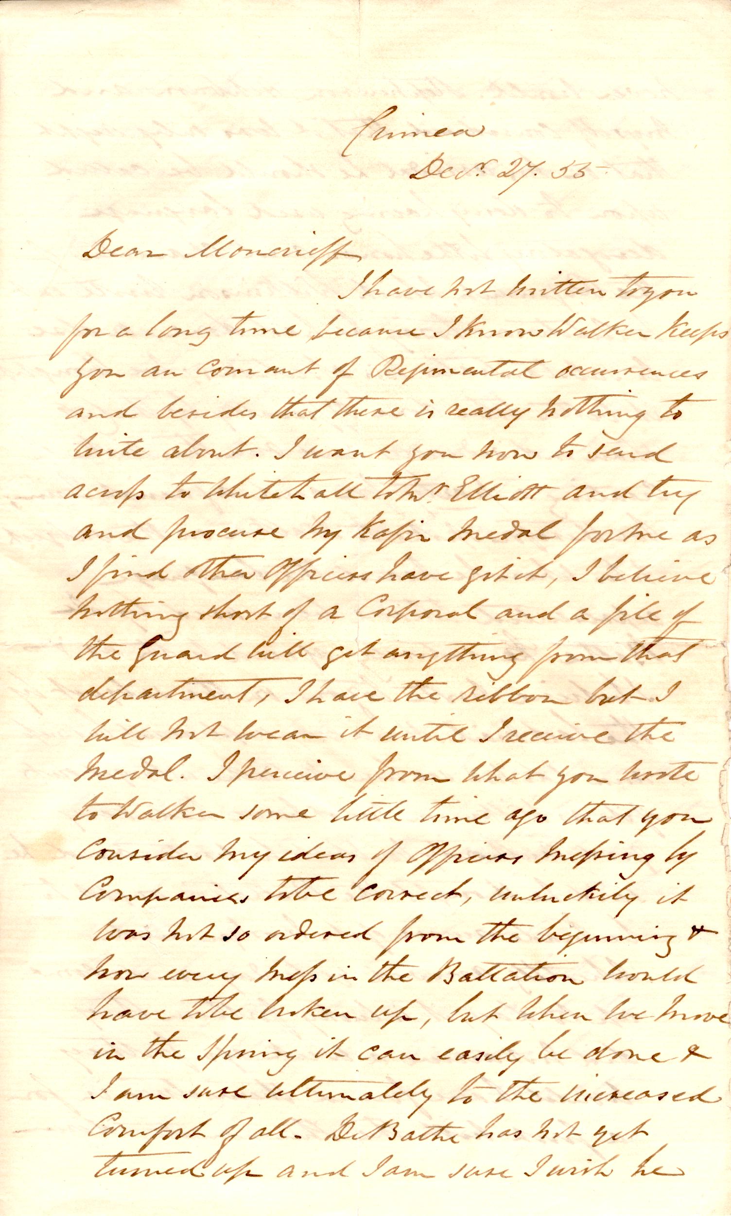 CRIMEAN WAR — Fine long Autograph Letter signed 'F. Berkeley' to 'Dear Moncrieff ' | Sophie Dupré Autographs