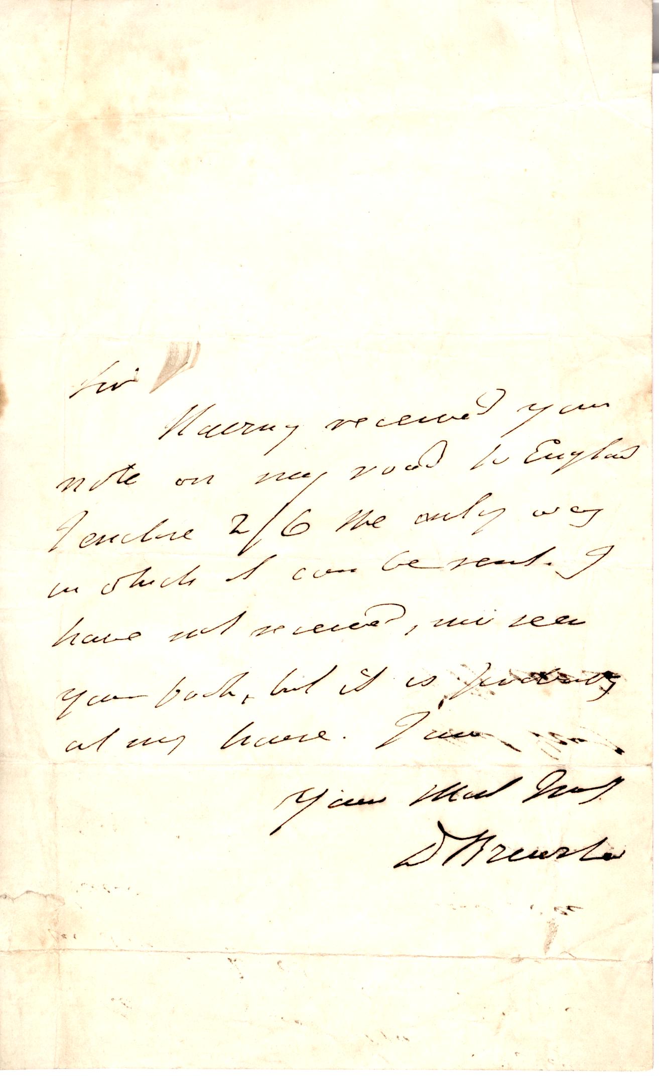BREWSTER — Autograph Letter Signed to an unnamed correspondent | Sophie Dupré Autographs