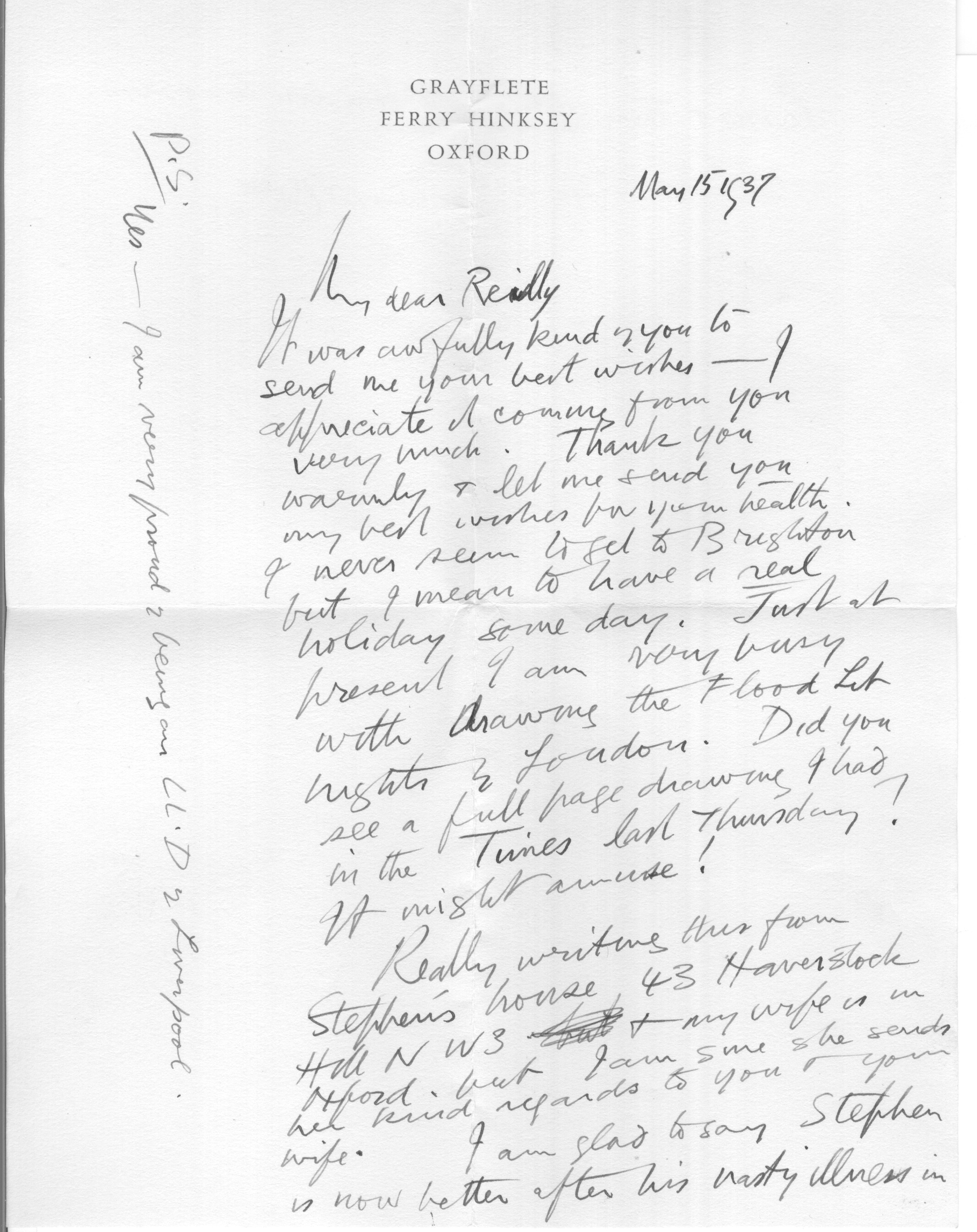 BONE — Autograph Letter Signed to Charles REILLY | Sophie Dupré Autographs