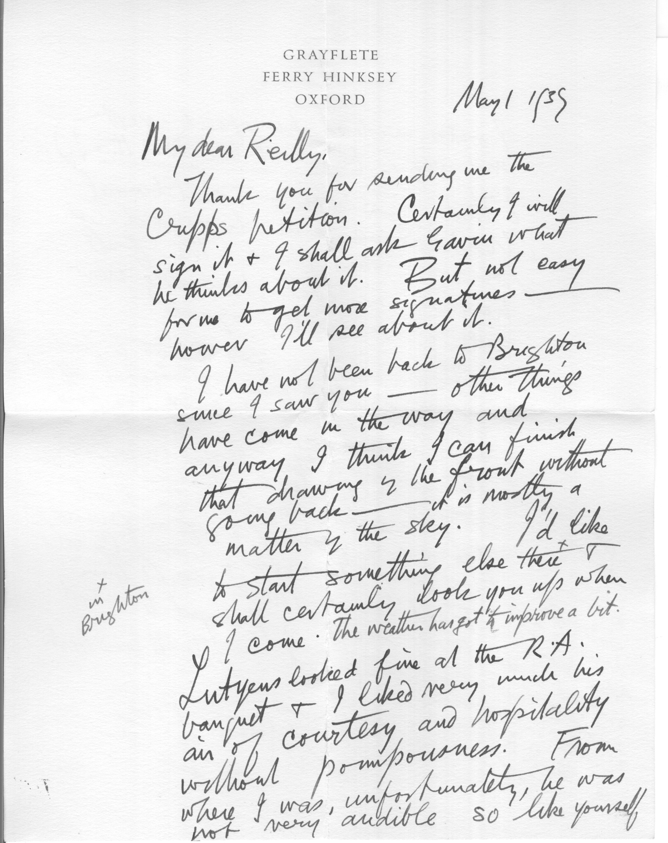 BONE — Autograph Letter Signed to Charles REILLY | Sophie Dupré Autographs