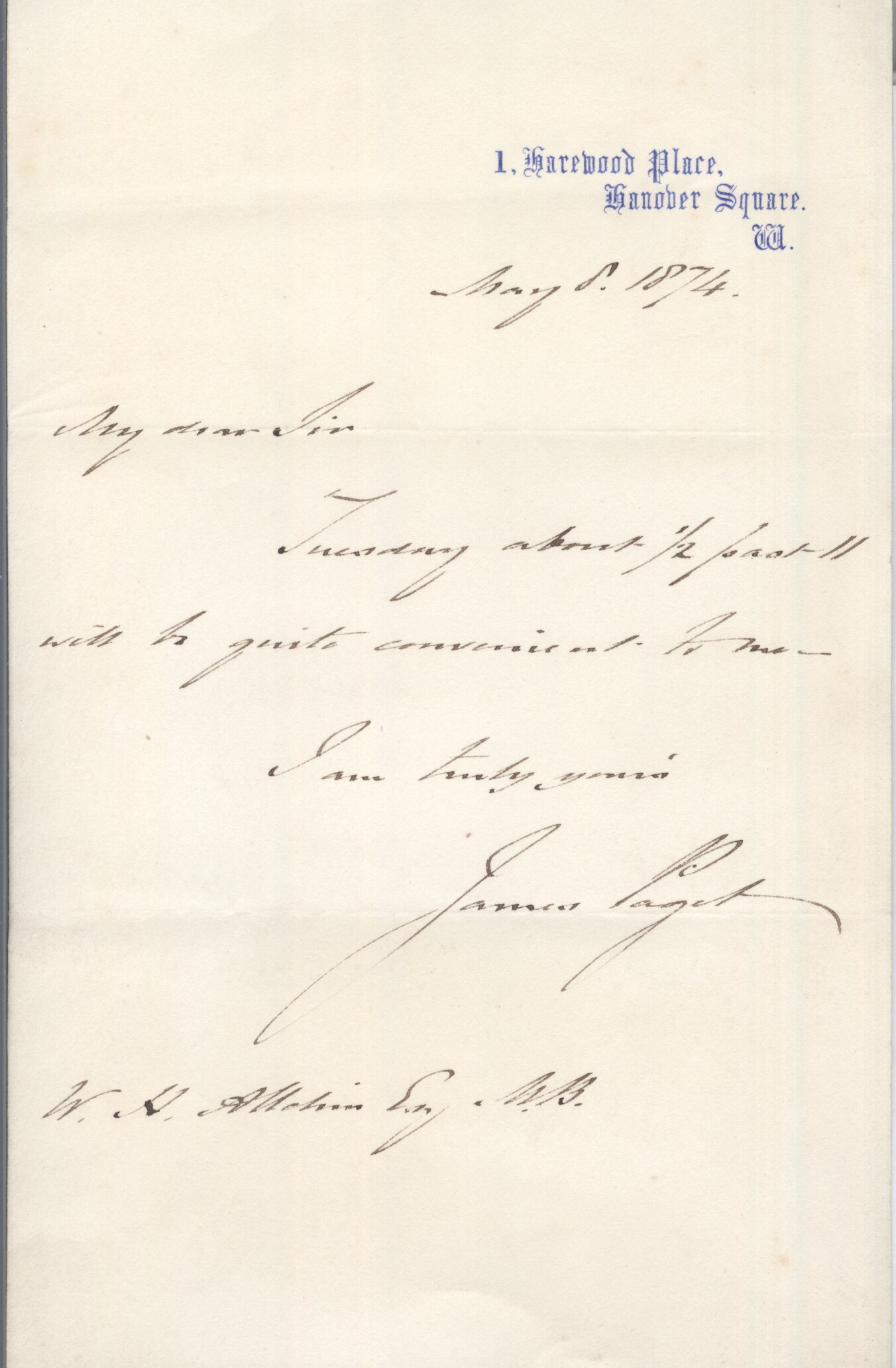 PAGET — Autograph Letter Signed to Dr. ALLCHIN | Sophie Dupré Autographs