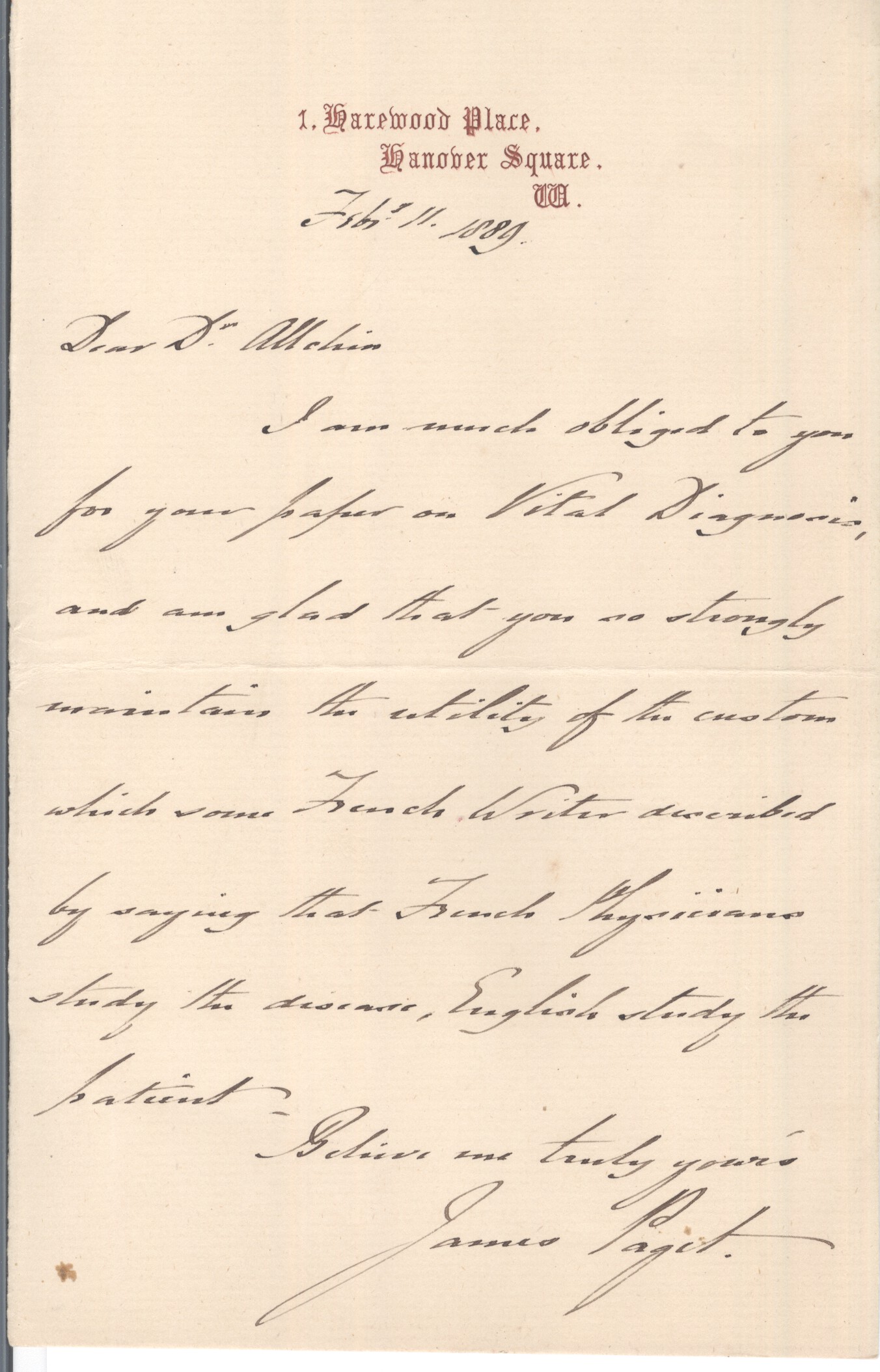 PAGET — Autograph Letter Signed to <strong>Dr. ALLCHIN</strong> | Sophie Dupré Autographs