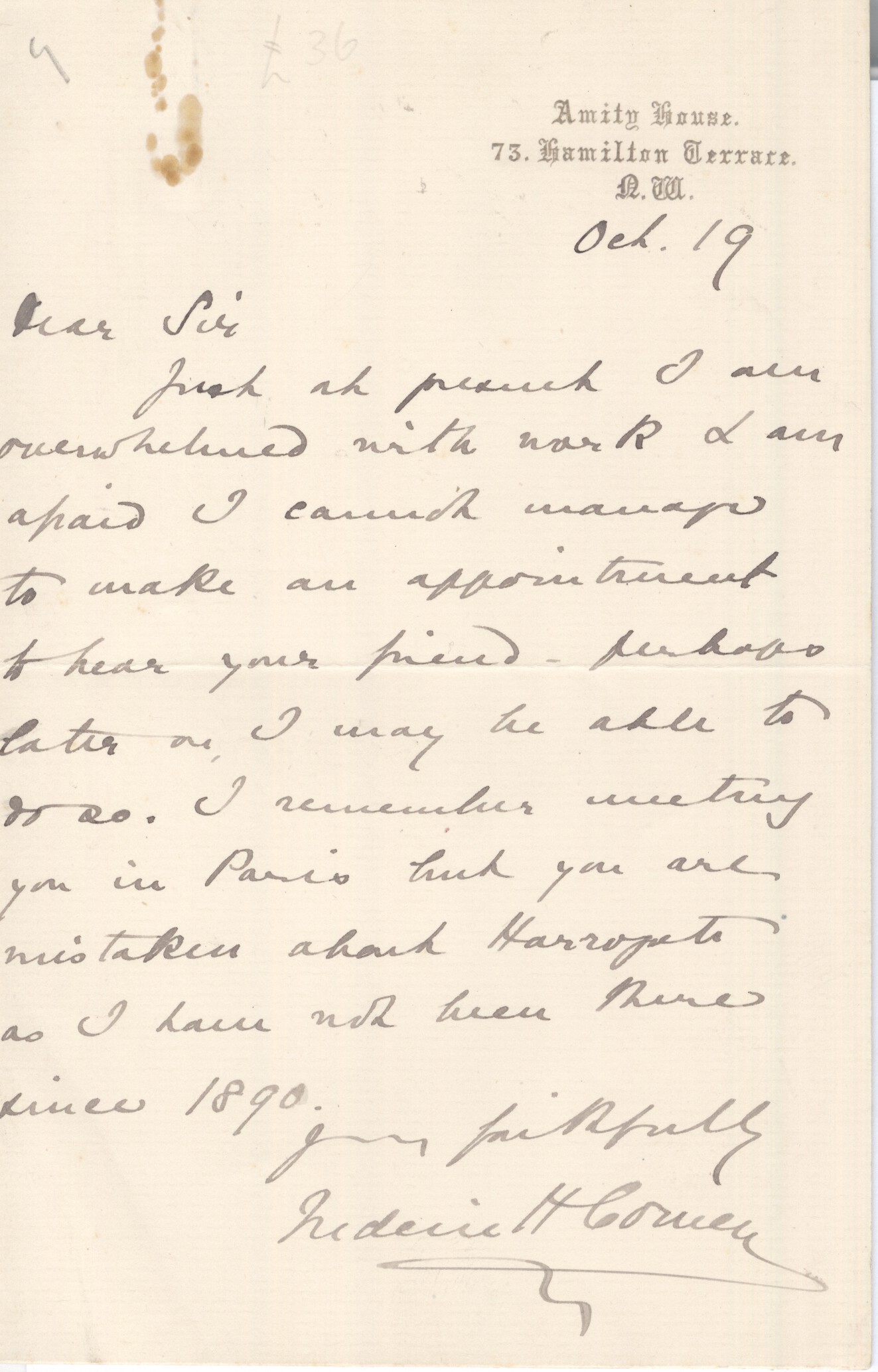 COWEN — Autograph Letter Signed to an unnamed correspondent | Sophie Dupré Autographs