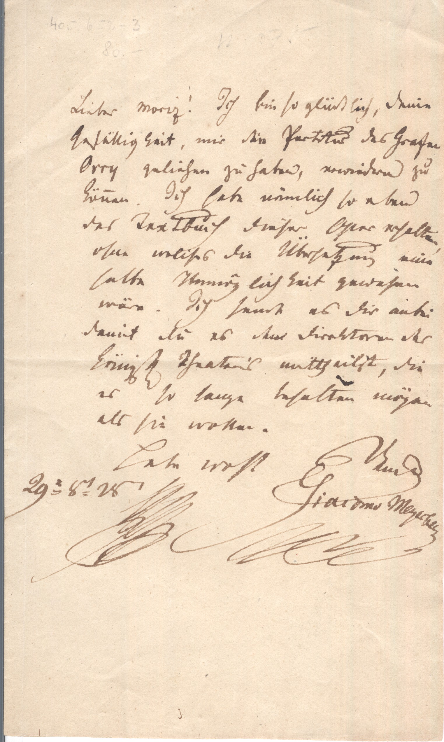 MEYERBEER — Fine Autograph Letter Signed in German to Moriz | Sophie Dupré Autographs