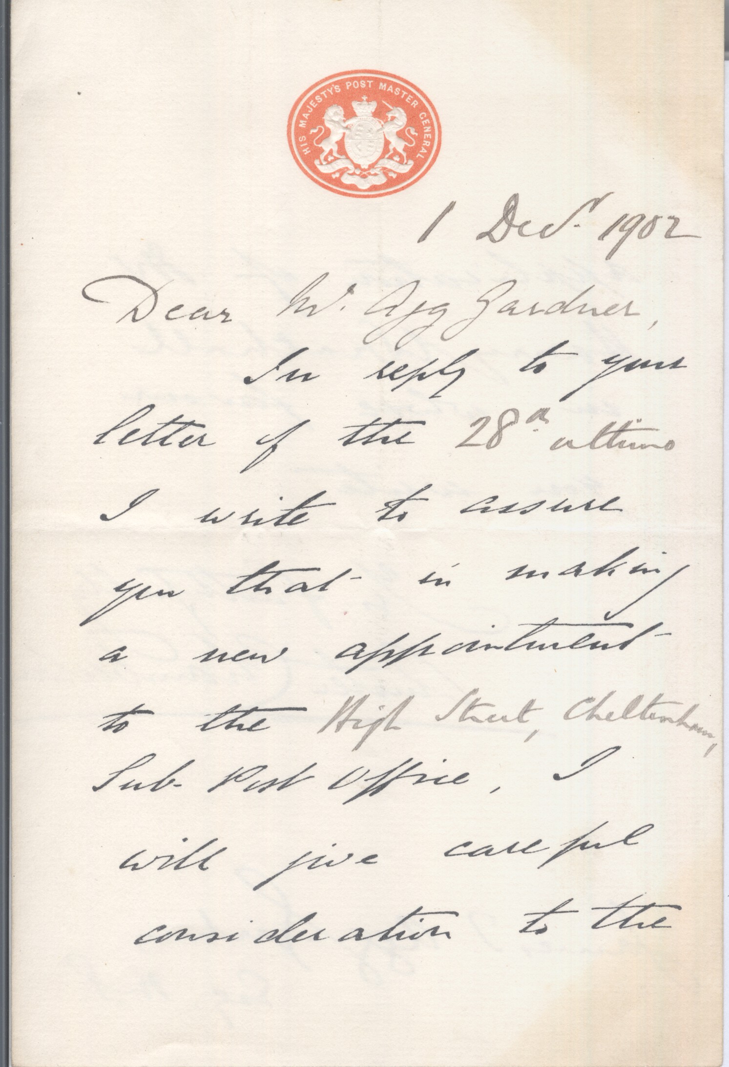 CHAMBERLAIN — Printed Autograph Letter Signed with the details (in italics) filled in by hand to Sir James AGG-GARDNER | Sophie Dupré Autographs