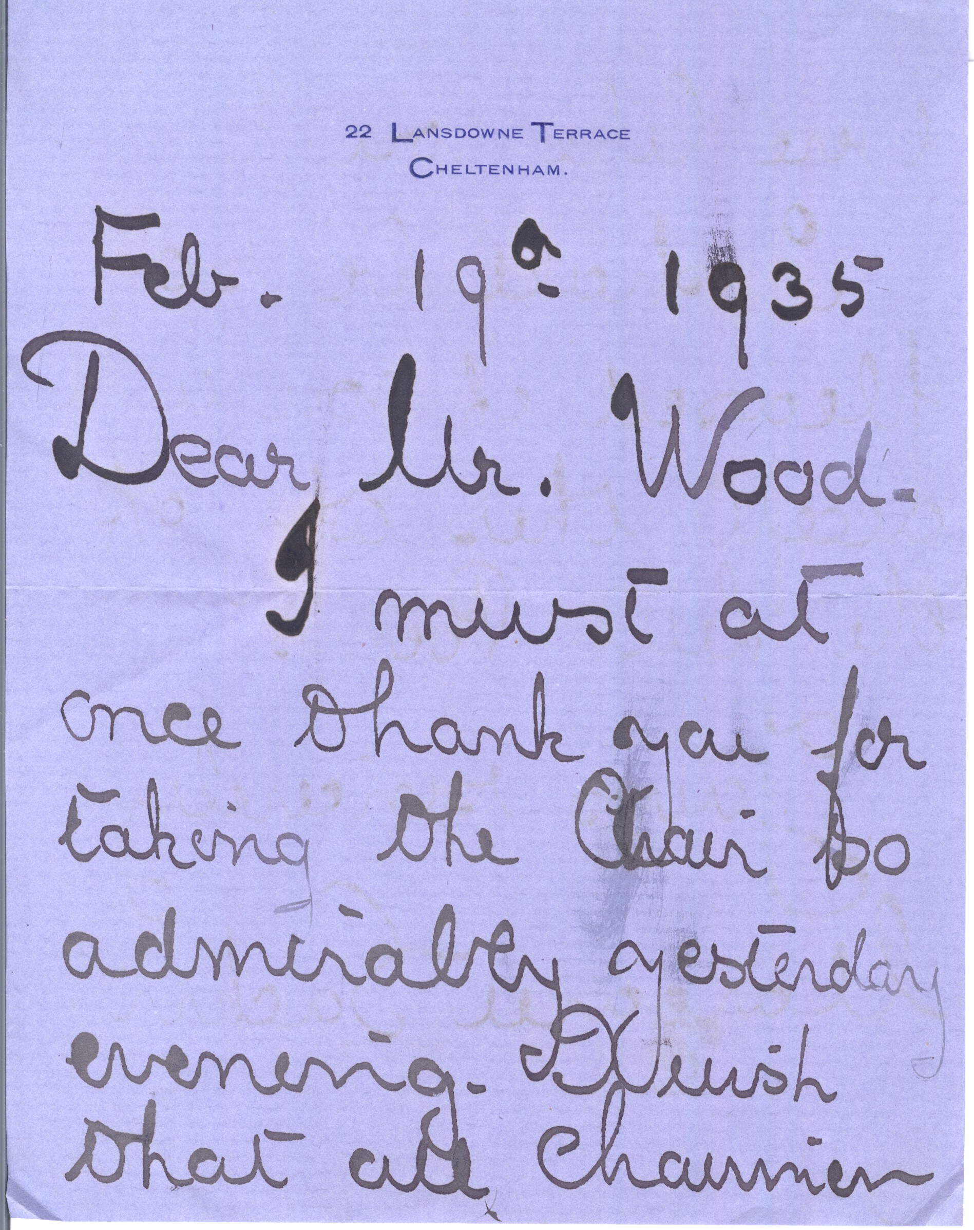 SACKVILLE — Autograph Letter Signed to Mr Wood | Sophie Dupré Autographs