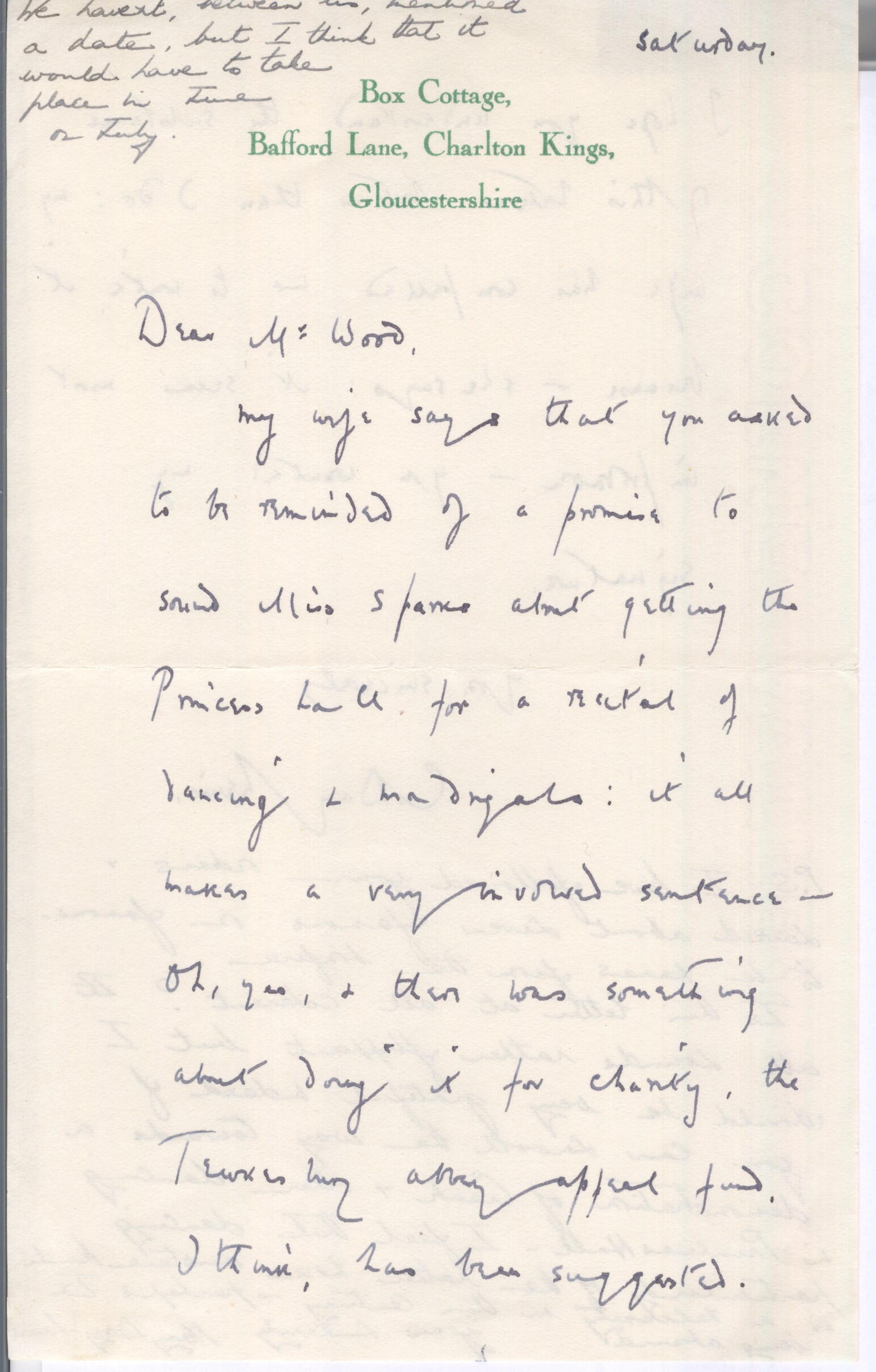 DAY-LEWIS — Autograph Letter Signed to Mr Wood | Sophie Dupré Autographs