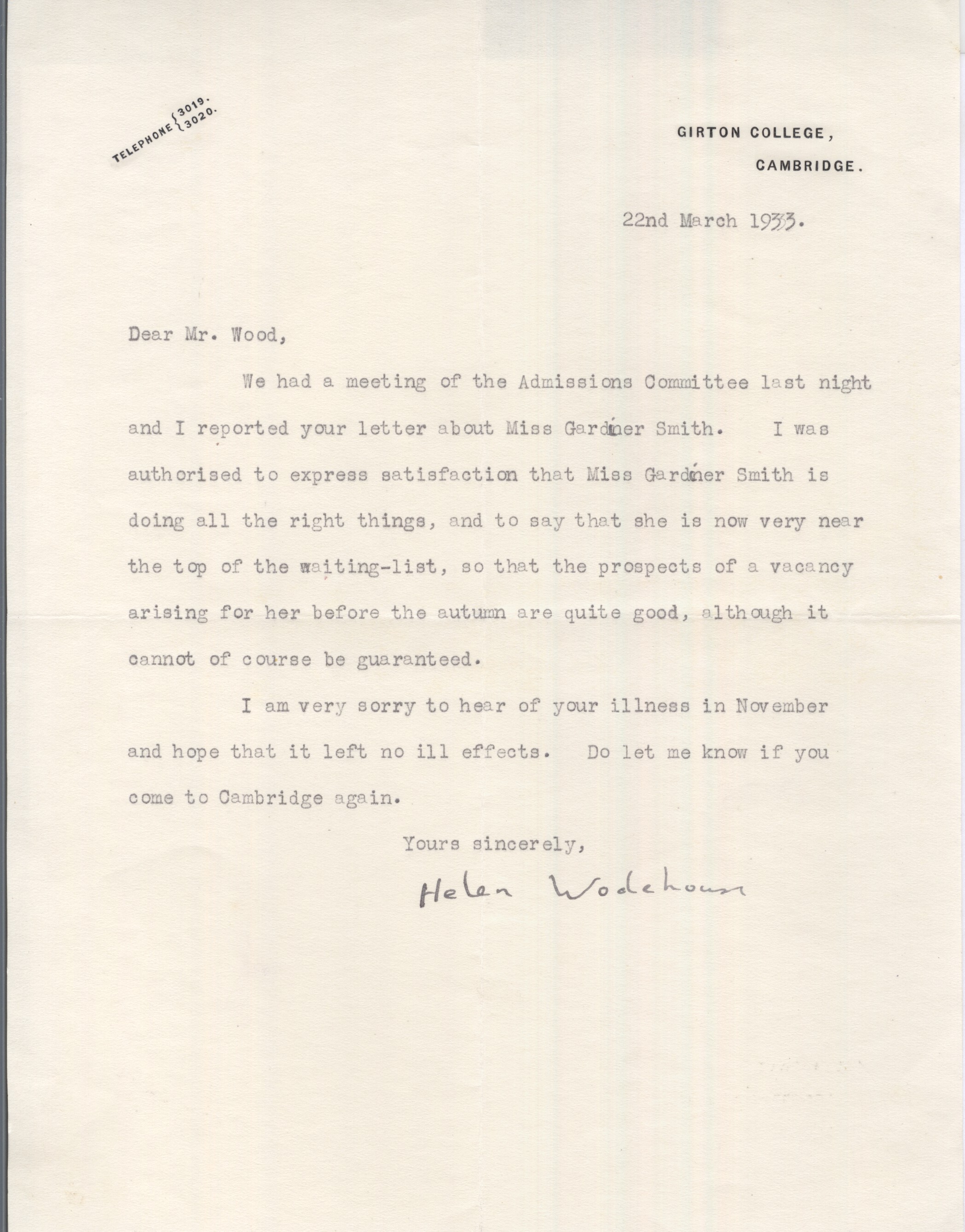 WODEHOUSE — Fine Typed Letter Signed to Mr Wood | Sophie Dupré Autographs