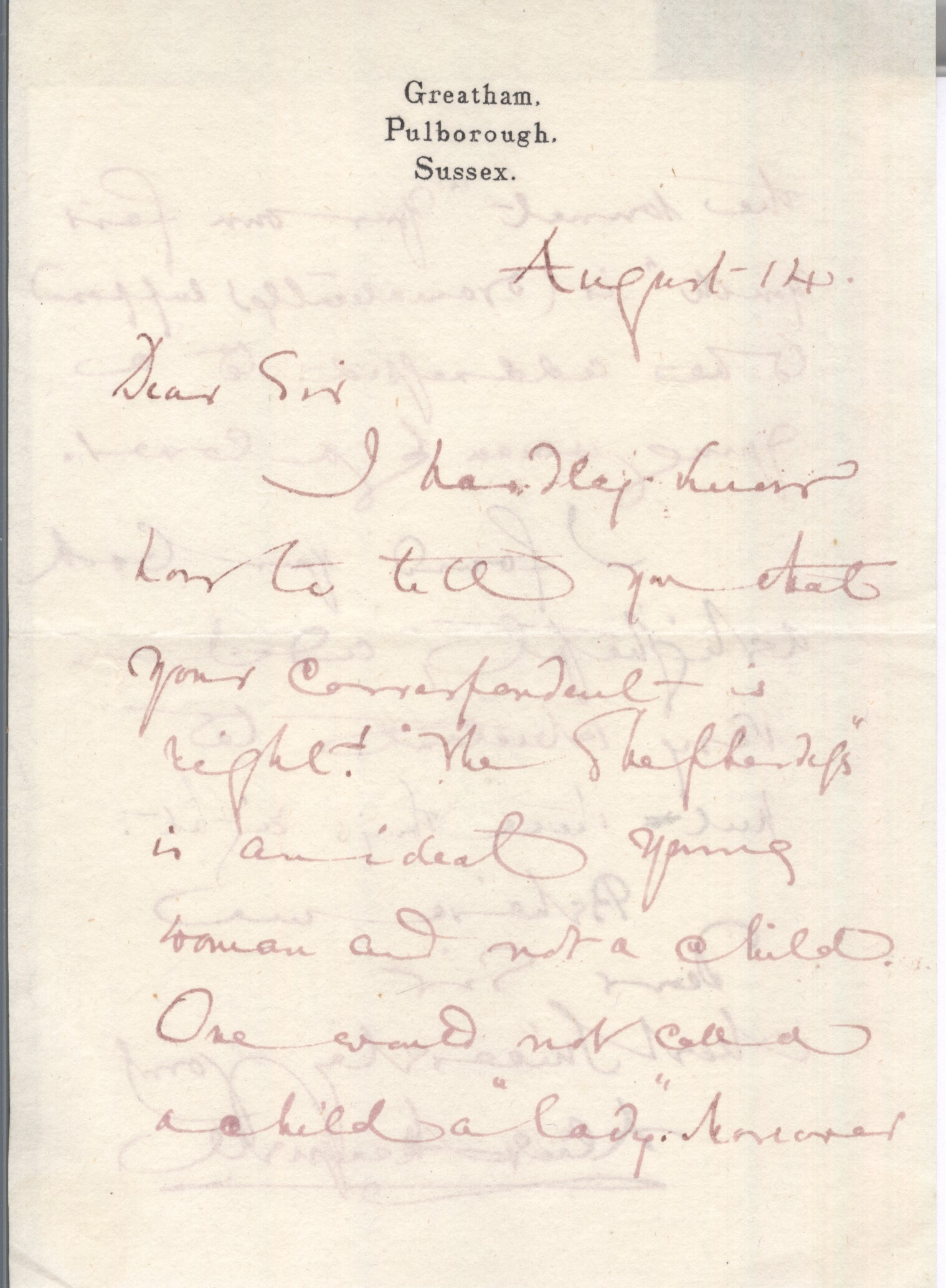 MEYNELL — Fine Autograph Letter Signed to an unnamed correspondent | Sophie Dupré Autographs