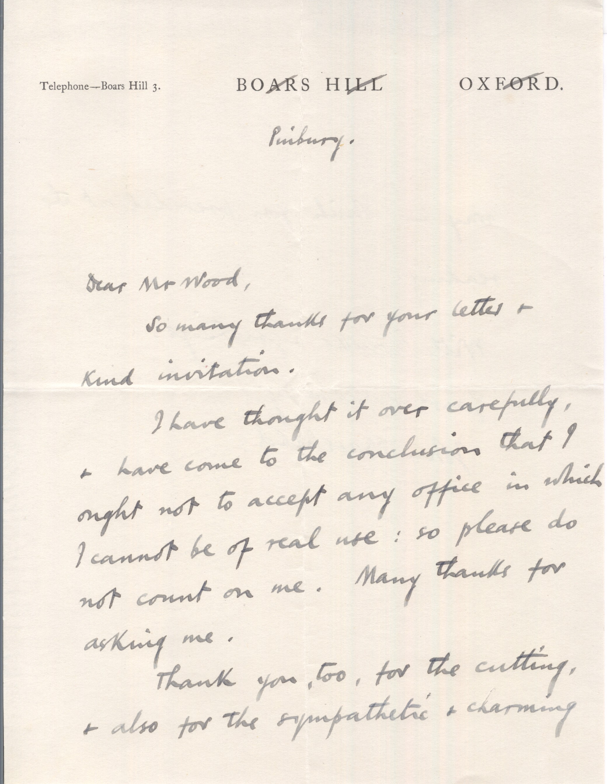 MASEFIELD — Autograph letter signed to Mr Wood | Sophie Dupré Autographs