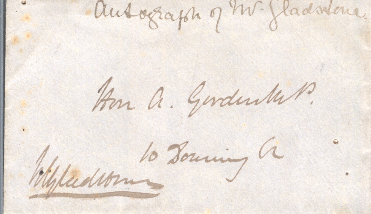 GLADSTONE — Autograph envelope front signed addressed to Hon. A. Garden M. P. | Sophie Dupré Autographs
