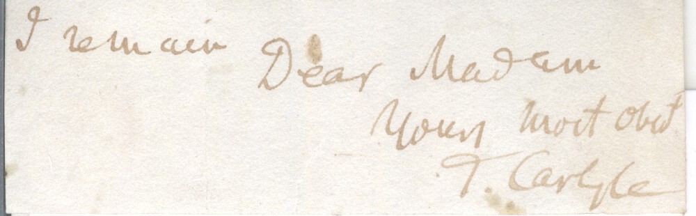 CARLYLE — Signature and end of an Autograph Letter Signed | Sophie Dupré Autographs