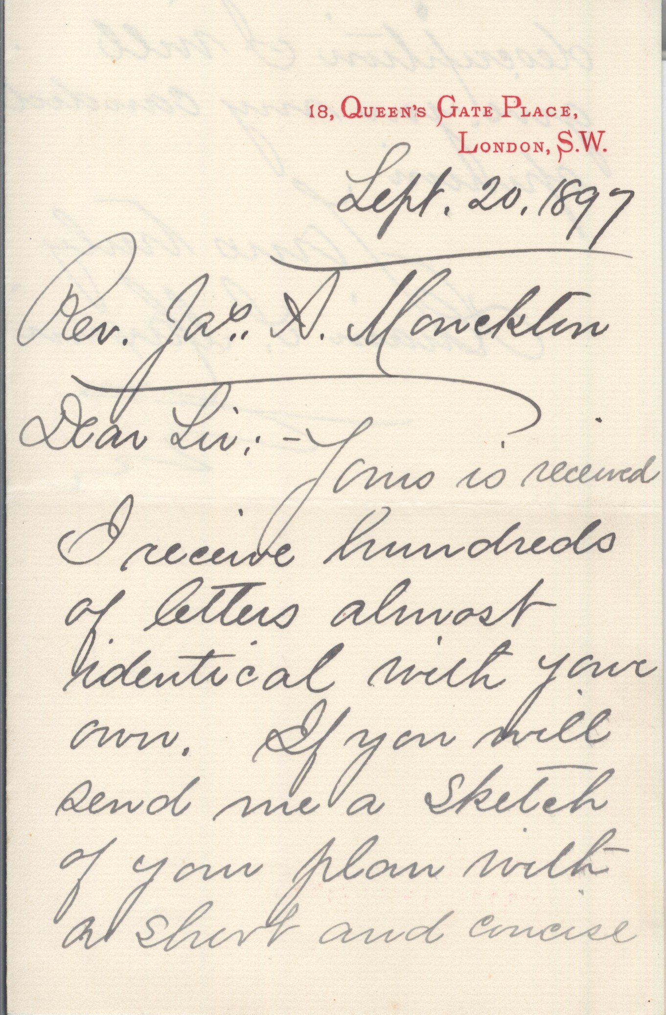 MAXIM — Autograph Letter Signed to Rev. James A. Monckton | Sophie Dupré Autographs
