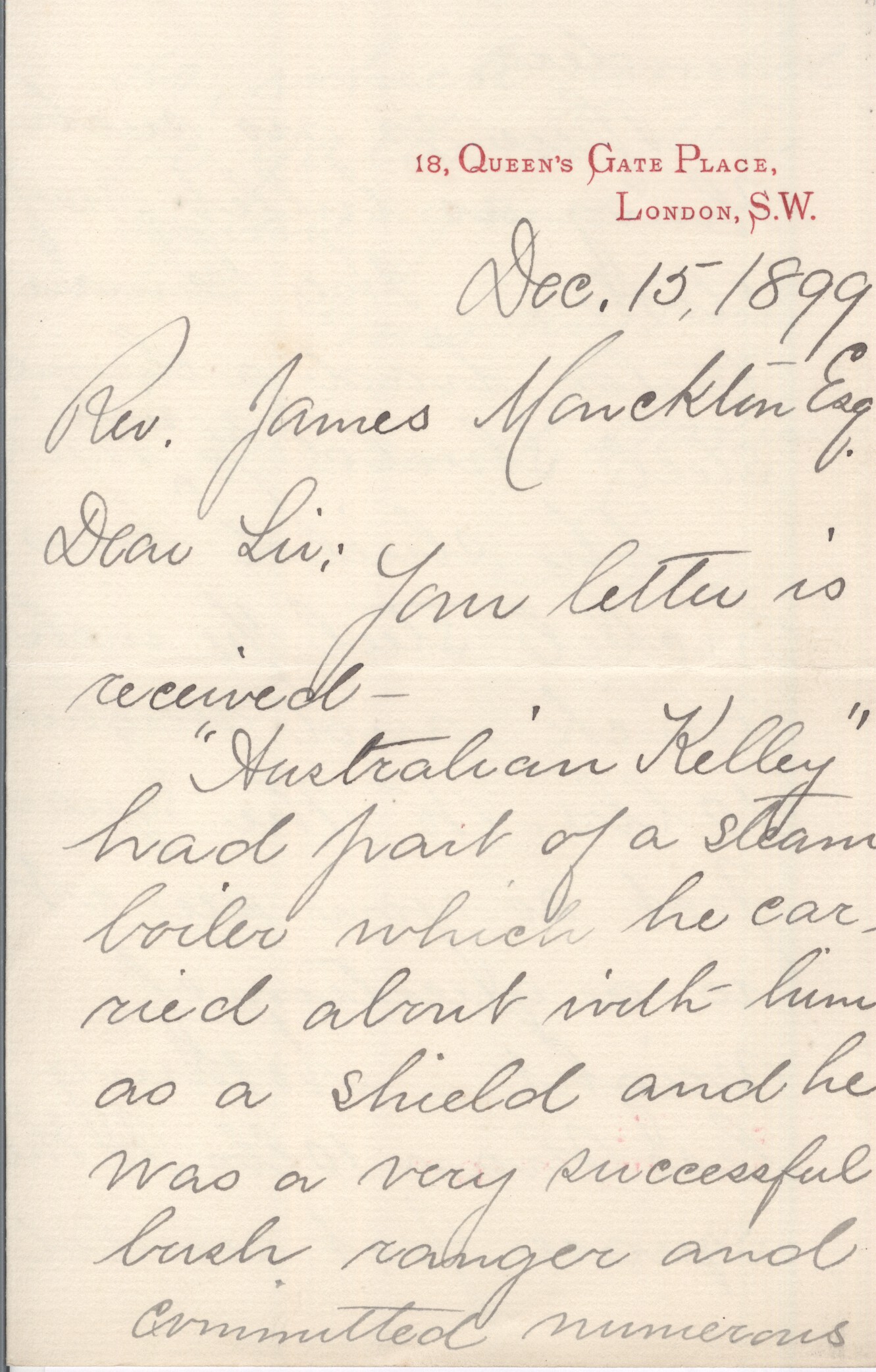 MAXIM — Autograph Letter Signed to Rev. James A. Monckton | Sophie Dupré Autographs