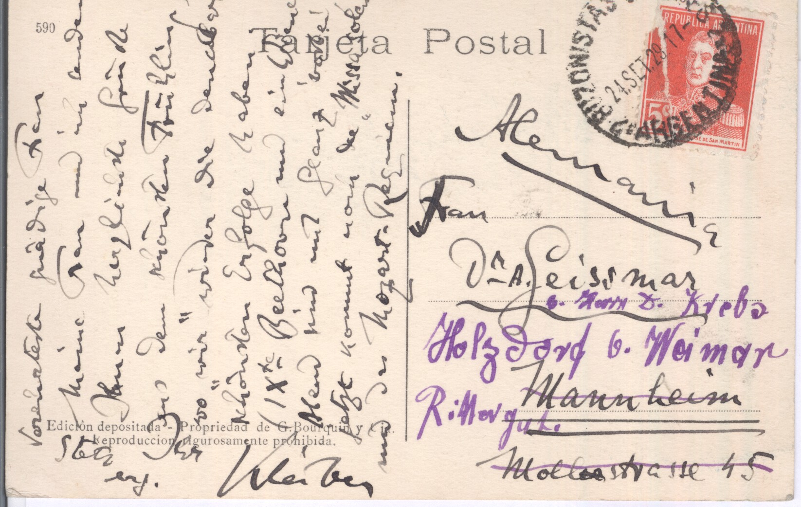 KLEIBER — Autograph postcard signed,in German with translation, to Frau Dr A. Geissmar | Sophie Dupré Autographs