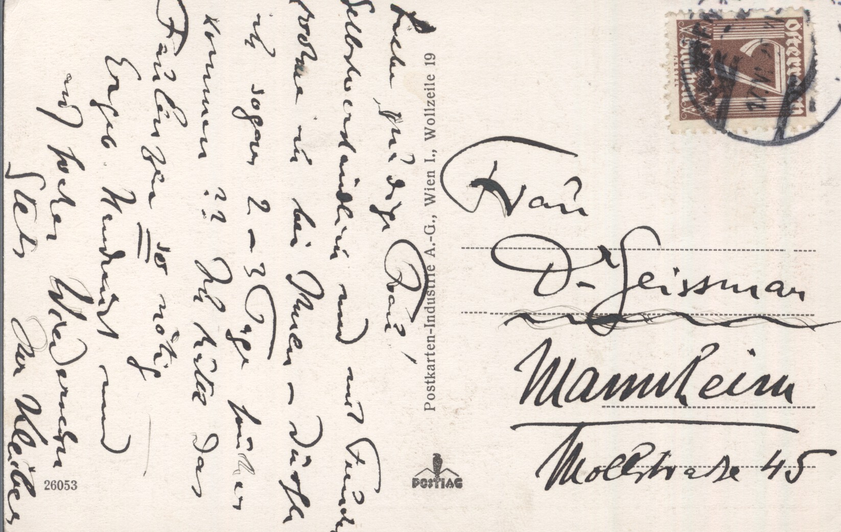 KLEIBER — Autograph postcard signed,in German with translation, to Frau Dr A. Geissmar | Sophie Dupré Autographs