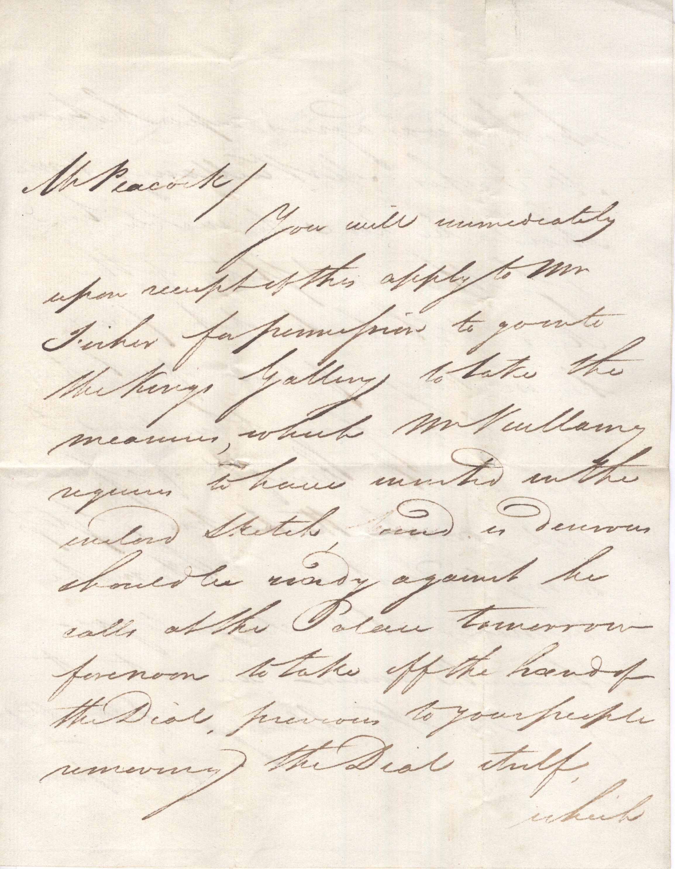 GEORGE IV — Autograph Letter, not signed, to Mr Peacock | Sophie Dupré Autographs