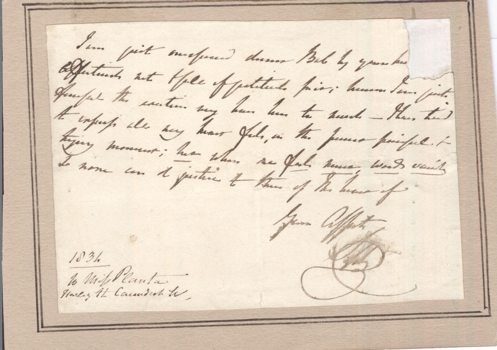 SOPHIA MATILDA — Autograph Note Signed to Miss Planta | Sophie Dupré Autographs