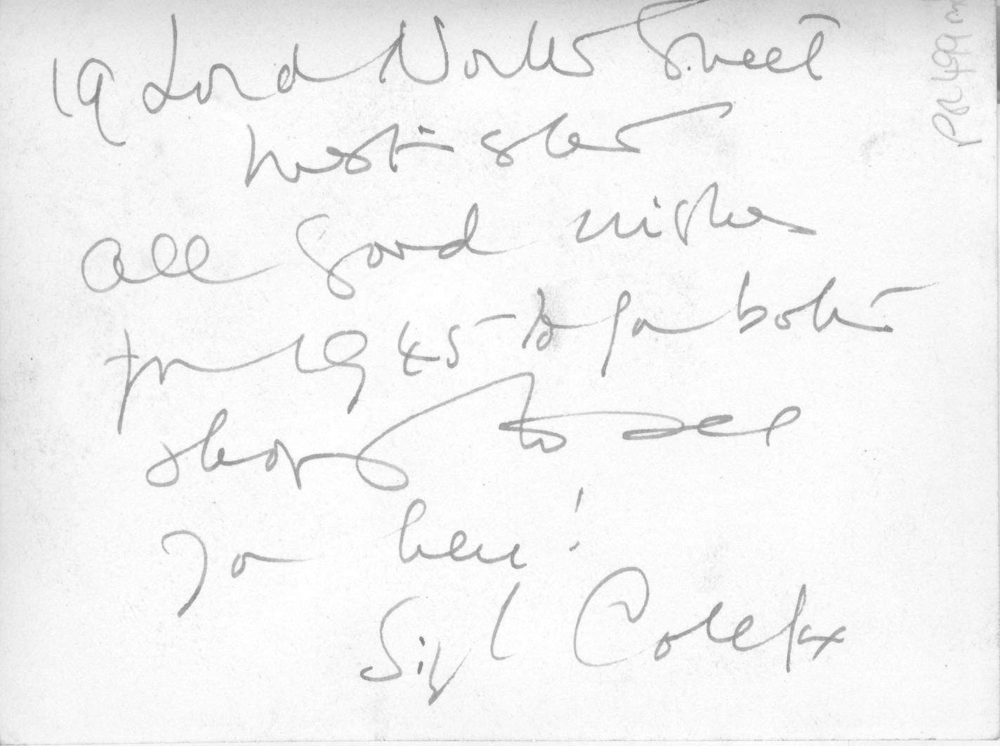 COLEFAX — Autograph Note signed on the verso of a photo | Sophie Dupré Autographs