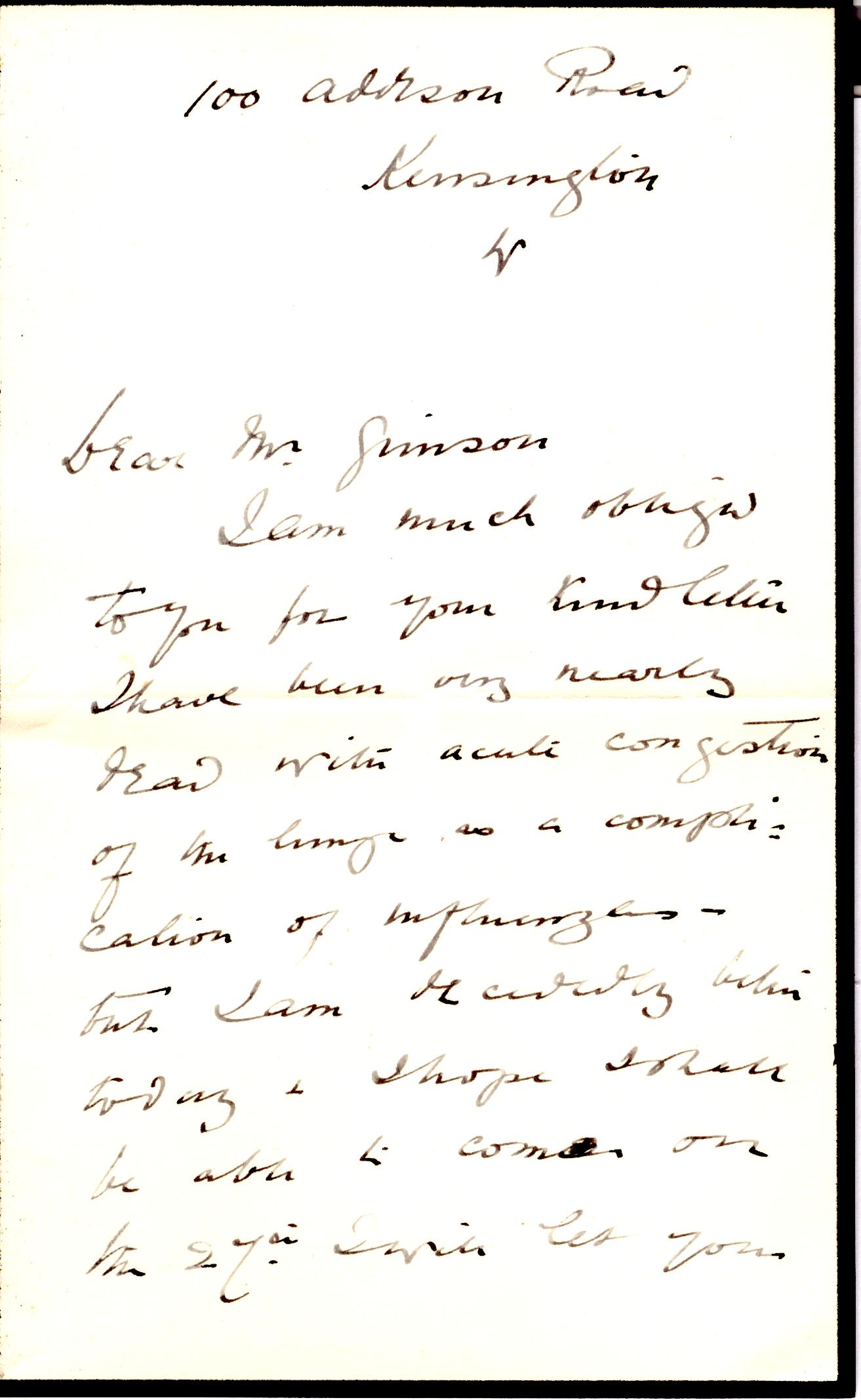 KINGSLEY — Pair of Autograph Letters Signed to Sydney A. GIMSON | Sophie Dupré Autographs