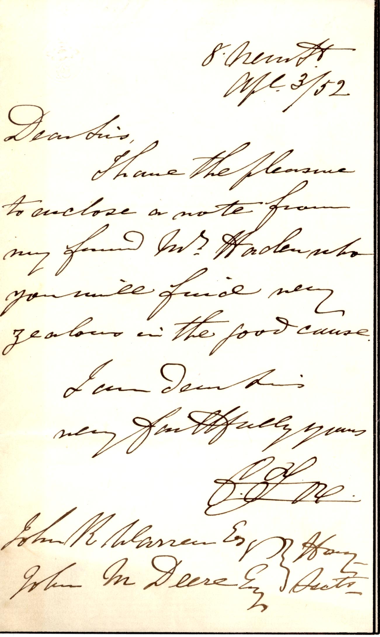 FOX — Autograph Letter Signed to John Warren and John Deere as Honorary Secretaries | Sophie Dupré Autographs