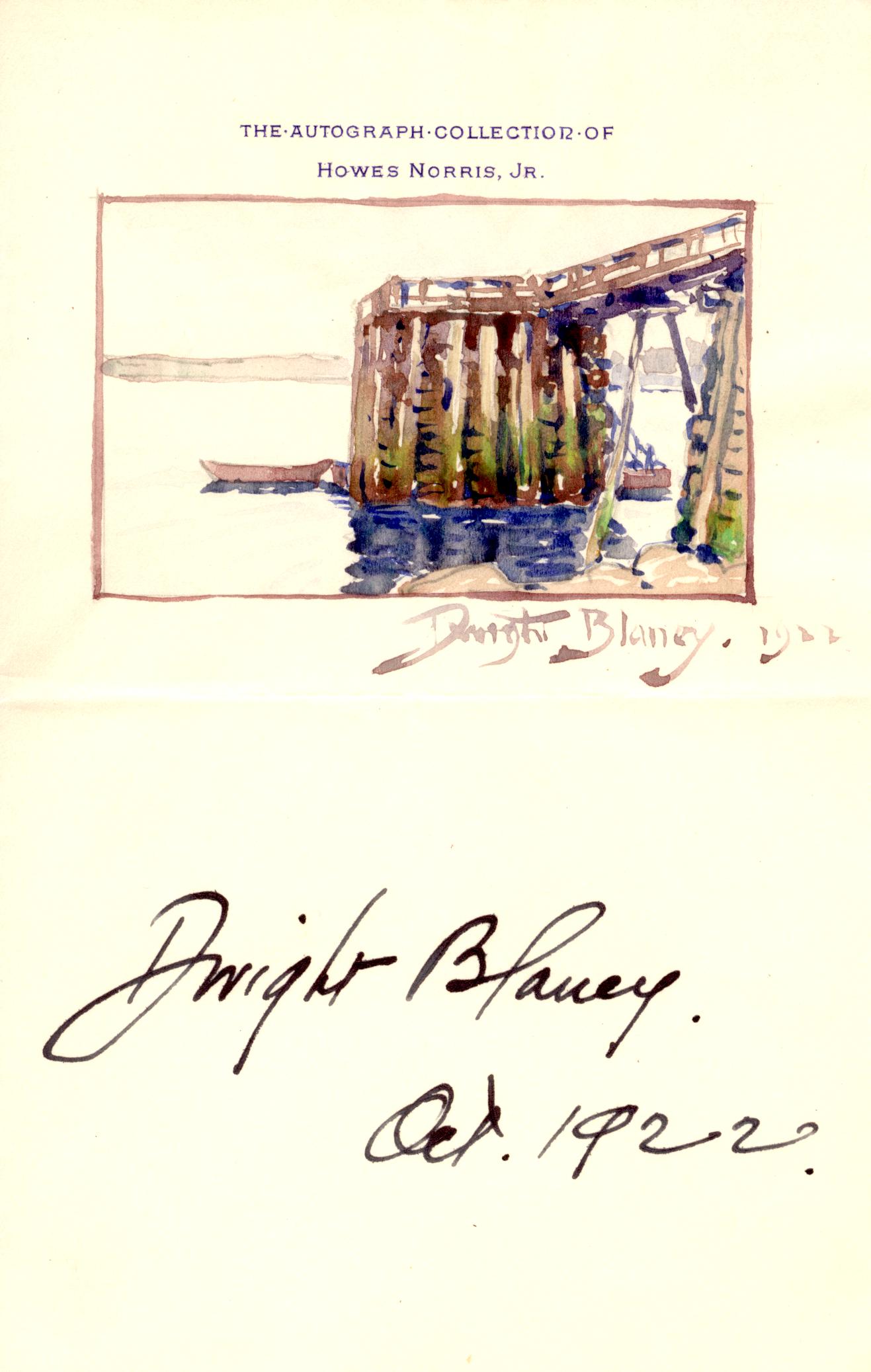 BLANEY — Charming Original water-colour sketch signed and dated | Sophie Dupré Autographs