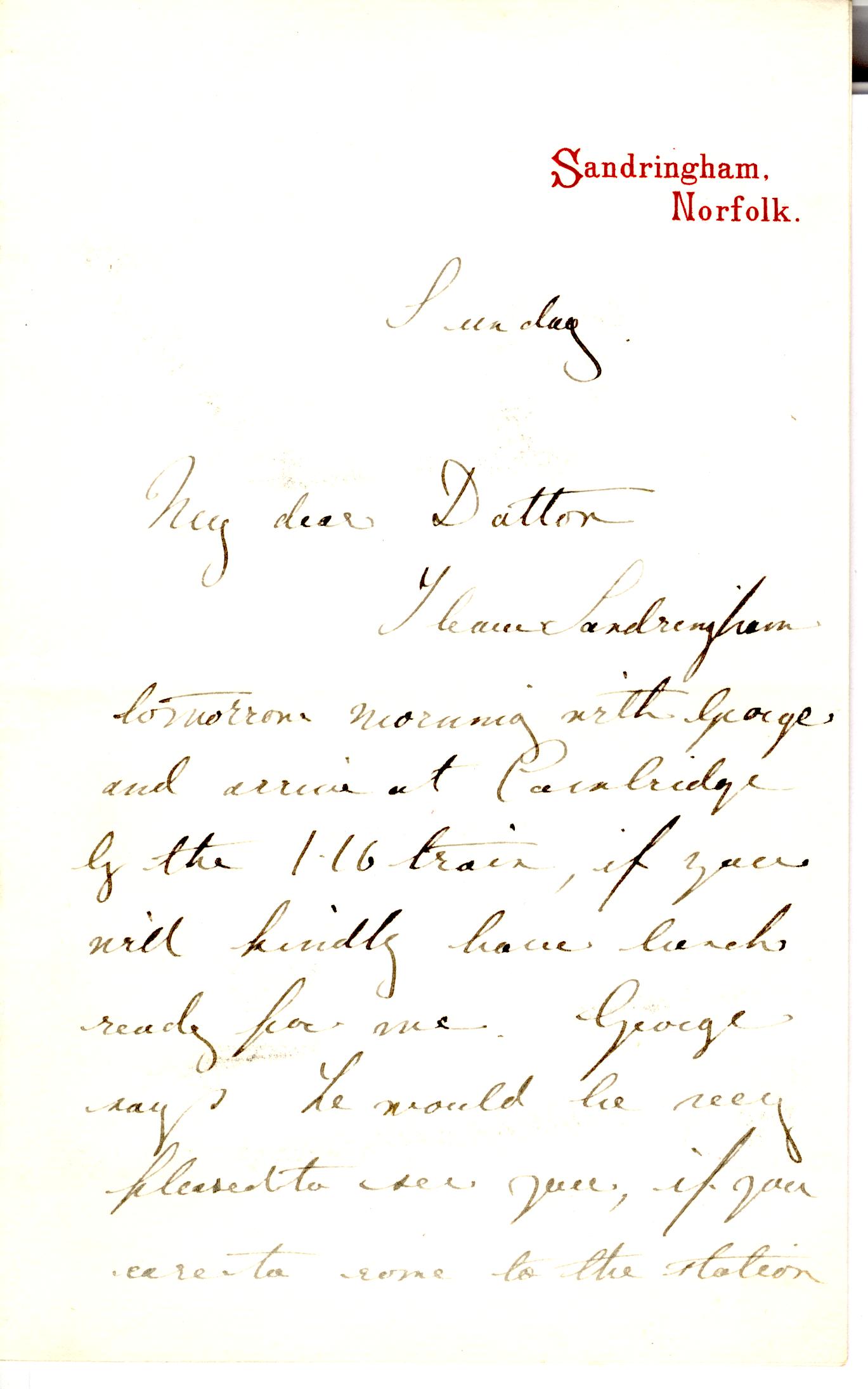 ALBERT VICTOR — Excellent long  autograph letter signed (Eddy) to his tutor Rev. J. N. DALTON | Sophie Dupré Autographs